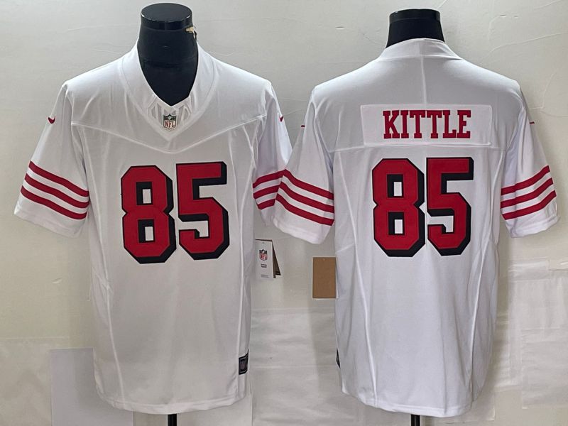 Men San Francisco 49ers 85 Kittle Whitte 2023 Nike Vapor Limited NFL Jersey style 1